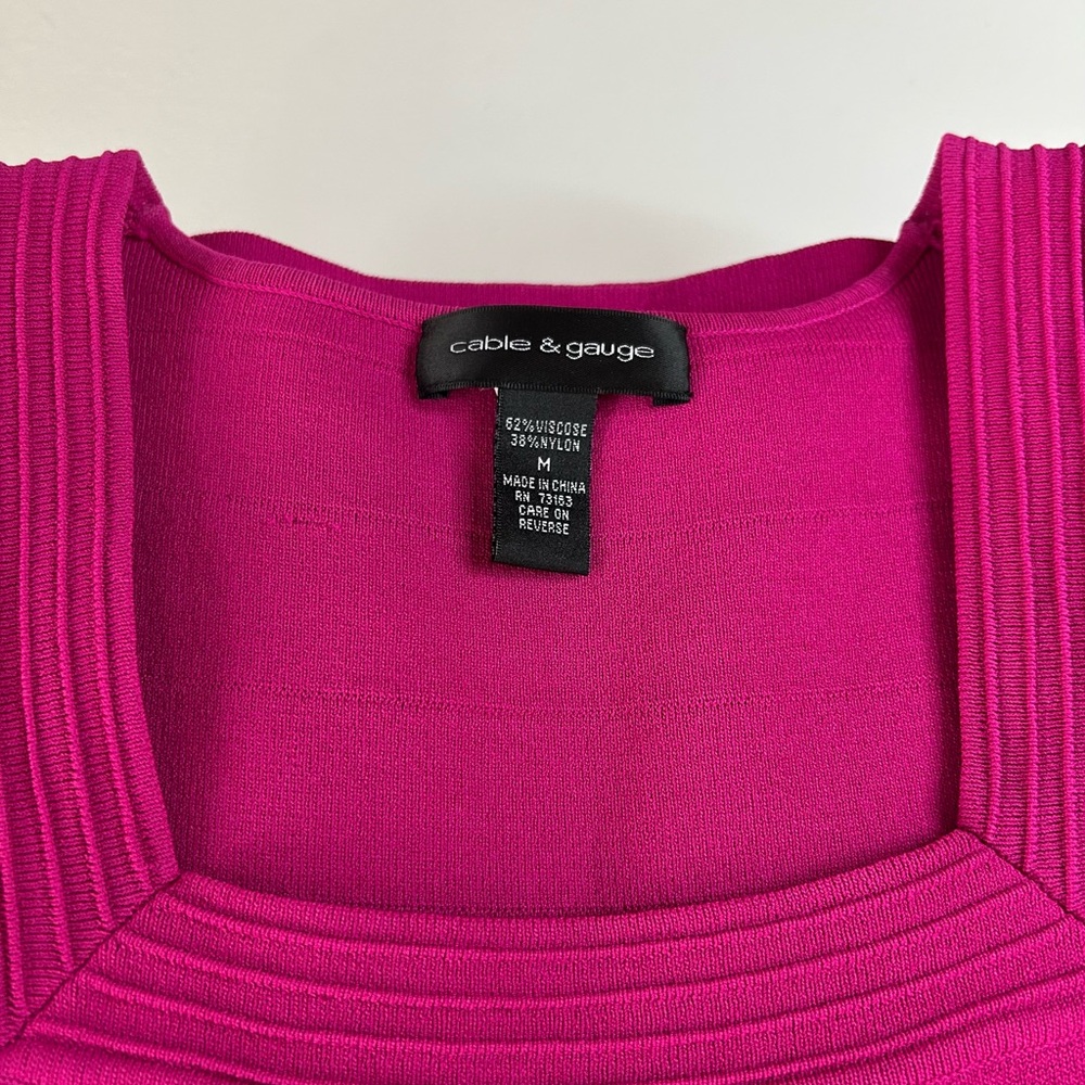 Cable & Gauge women’s pink square Neck Knit Ribbed Tank Top